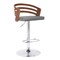 Armen Living Adele Adjustable Height Swivel Gray Faux Leather and Walnut Wood Bar Stool with Chrome Base LCADSWBAGRWA - alternate 1